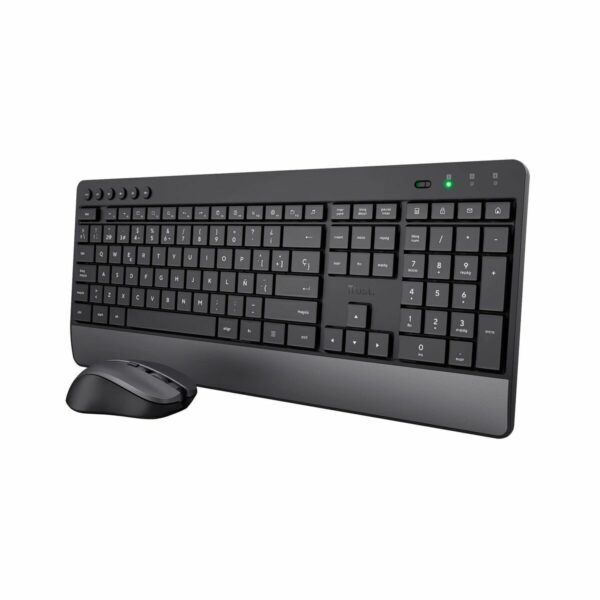Tastatur mit Maus Trust Trezo Schwarz Qwerty Spanisch Spanisch QZERTY