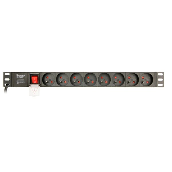 Schuko 19" 8 Steckerleiste mit An/Aus Schalter GEMBIRD EG-PDU-014-FC14 (3 m) – Bild 6