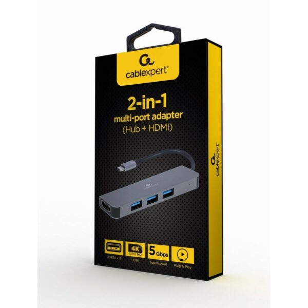 4-Port USB-C Hub GEMBIRD A-CM-COMBO2-01 Weiß Grau – Bild 2