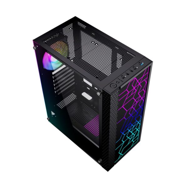 ATX Semi-Tower Gehäuse GEMBIRD Fornax 2500 ARGB Schwarz Bunt – Bild 6