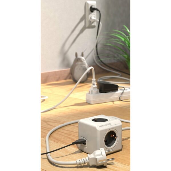 Würfel mit Steckdosenanschluss Allocacoc PowerCube Extended USB Type E Schwarz Würfel (1,5 m) – Bild 6