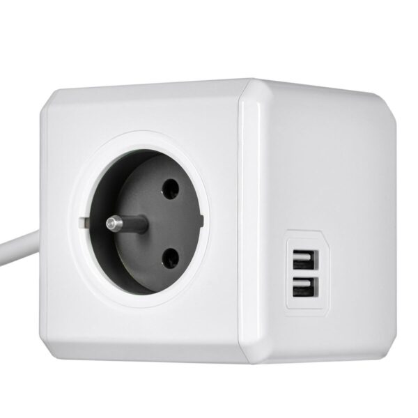 Würfel mit Steckdosenanschluss Allocacoc PowerCube Extended USB Type E Schwarz Würfel (1,5 m) – Bild 3