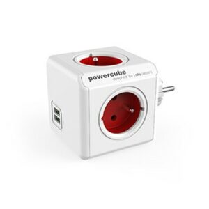 Würfel mit Steckdosenanschluss Allocacoc PowerCube Original USB Type E Rot