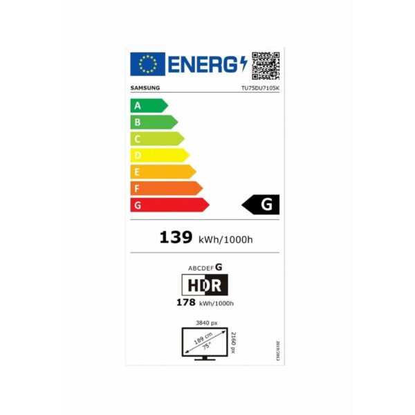 Smart TV Samsung TU75DU7105 4K Ultra HD 75" LED HDR HDR 10+ – Bild 3