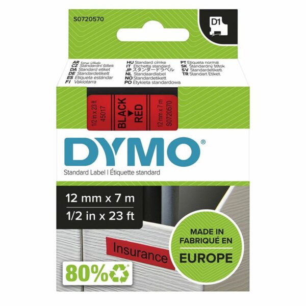 Laminiertes Klebeband zur Kennzeichnung von Maschinen Dymo LM D1 Schwarz/Rot – Bild 2