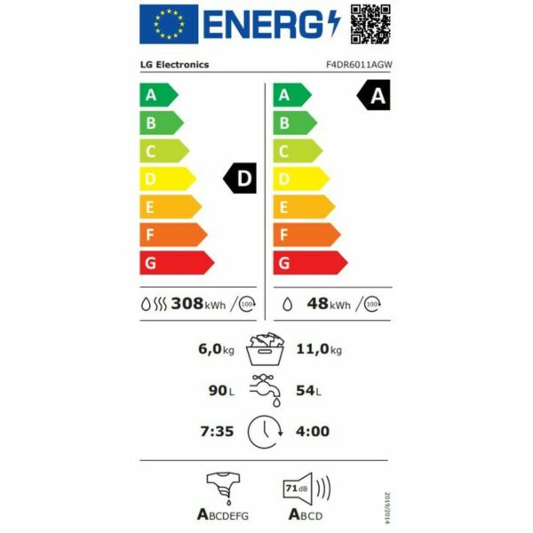 Intelligente Waschmaschine-Trockner LG F4DR6011AGW 11 kg/6 kg 1400 rpm – Bild 8