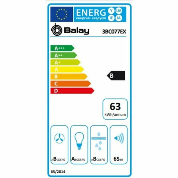 Konventioneller Rauchfang Balay 3BC077EX 75 cm 720 m3/h 65 dB 255W Stahl – Bild 3