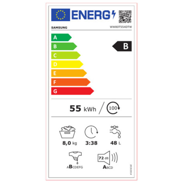 Waschmaschine Samsung WW80T554DTW 60 cm 1400 rpm 8 kg – Bild 3