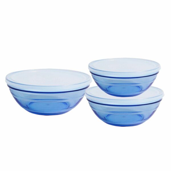 Schalenset Duralex   Blau mit Deckel 3 Stücke (4 Stück) – Bild 2
