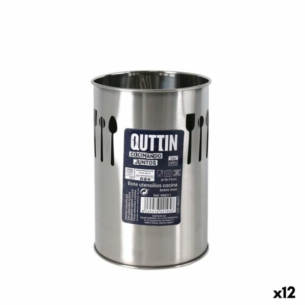Gefäß für Küchenutensilien Quttin Silberfarben Edelstahl 10 x 15 x 10 cm (12 Stück)