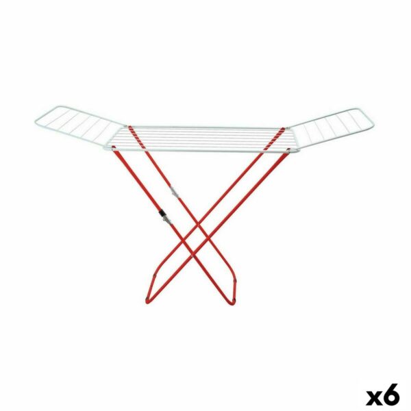 Faltbarer Wäscheständer Supernet Weiß Rot 127 x 50 x 2 cm (6 Stück)