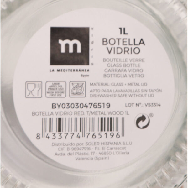 Glas-Flasche La Mediterránea Metall Glas 1 L (24 Stück) – Bild 4