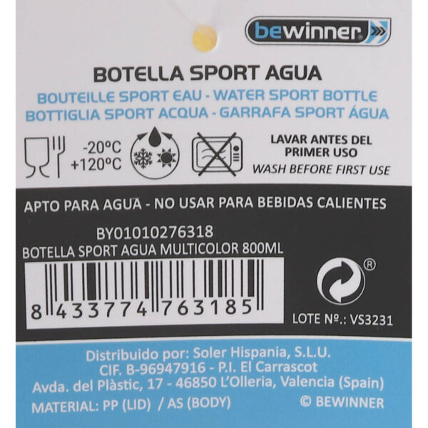 Wasserflasche Bewinner Bunt 800 ml 7,5 x 23,5 cm (12 Stück) – Bild 6