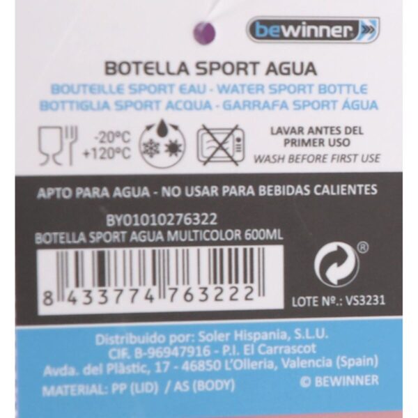 Wasserflasche Bewinner Bunt 600 ml 7,4 x 7,4 x 19 cm (12 Stück) – Bild 3
