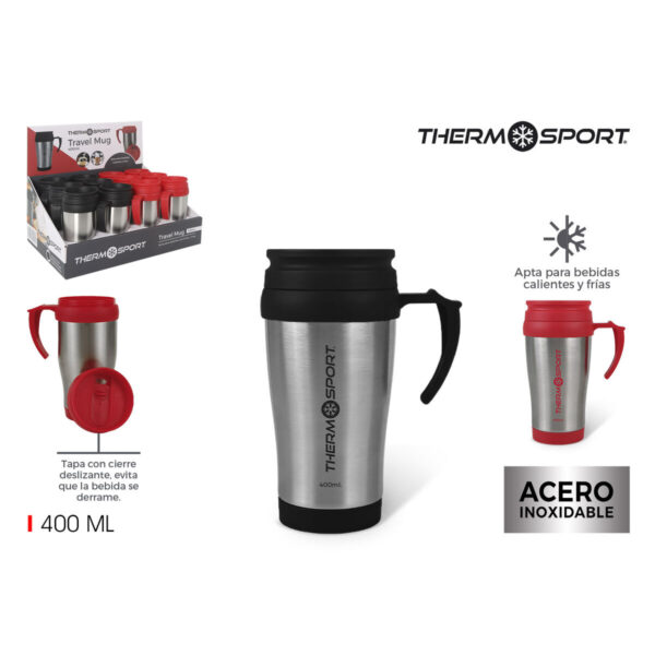 Thermobecher mit Deckel ThermoSport Travel Rot 400 ml (12 Stück) – Bild 2