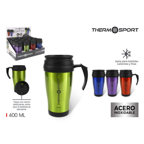 Thermobecher mit Deckel ThermoSport 400 ml (12 Stück) – Bild 2