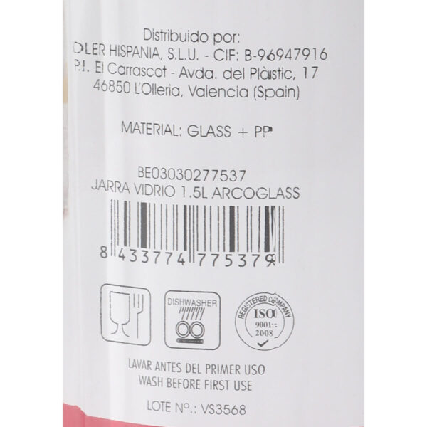 Krug mit Deckel und Dosiereinrichtung Arcoglass Glas 1,5 L (6 Stück) – Bild 5