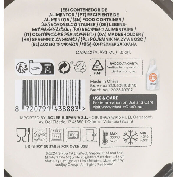Lunchbox hermetisch MasterChef Grau Durchsichtig kreisförmig 970 ml (6 Stück) – Bild 2
