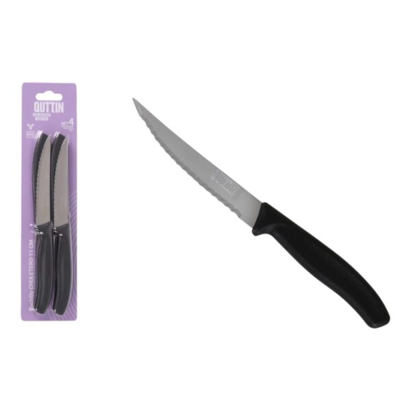 Steakmesser-Set Quttin Schwarz Silberfarben Edelstahl 11 cm 4 Stücke (18 Stück) – Bild 2