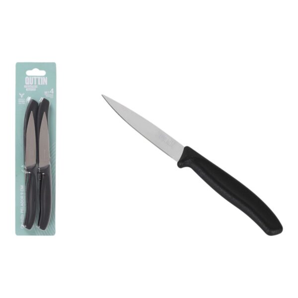 Schälmesserset Quttin Basic Schwarz Silberfarben Edelstahl 9 cm 4 Stücke (18 Stück) – Bild 3