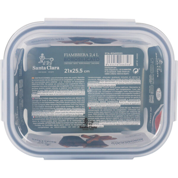 Lunchbox hermetisch Santa Clara Durchsichtig rechteckig 2,4 L (4 Stück) – Bild 5