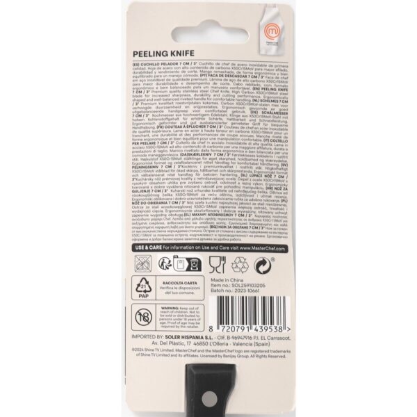 Schälmesser MasterChef Schwarz Silberfarben Edelstahl 7 cm (24 Stück) – Bild 3