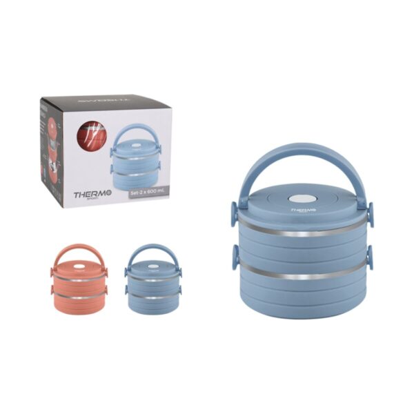 Lunchbox-Set ThermoSport Blau Rot Stahl Kunststoff 600 ml 2 Stücke (6 Stück) – Bild 2