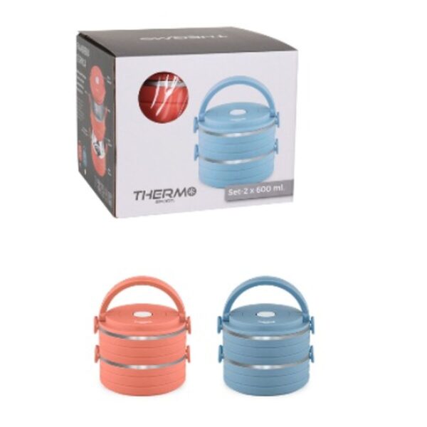 Lunchbox-Set ThermoSport Blau Rot Stahl Kunststoff 600 ml 2 Stücke (6 Stück) – Bild 3