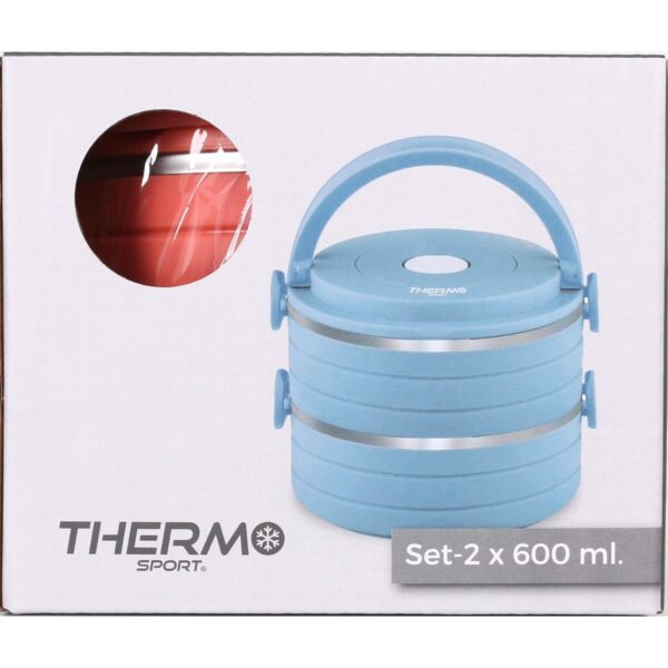 Lunchbox-Set ThermoSport Blau Rot Stahl Kunststoff 600 ml 2 Stücke (6 Stück) – Bild 5