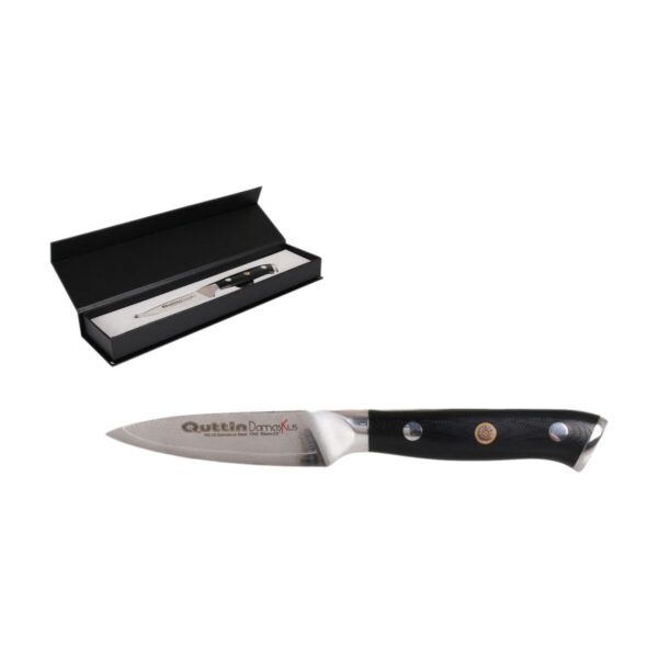 Schälmesser Quttin Damaskus Schwarz Silberfarben Edelstahl 9 cm (2 Stück) – Bild 2