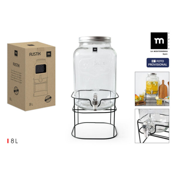 Getränkedispenser La Mediterránea Rustik Metall Glas 8 L 22 x 22 x 37 cm (4 Stück) – Bild 3