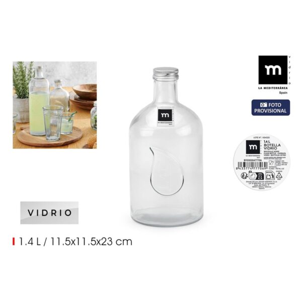 Glas-Flasche La Mediterránea Metall Glas 1,4 L (12 Stück) – Bild 2