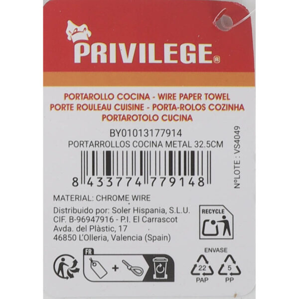 Küchenpapierrollenhalterung Privilege Metall 32,5 x 12,5 x 12,5 cm (36 Stück) – Bild 2