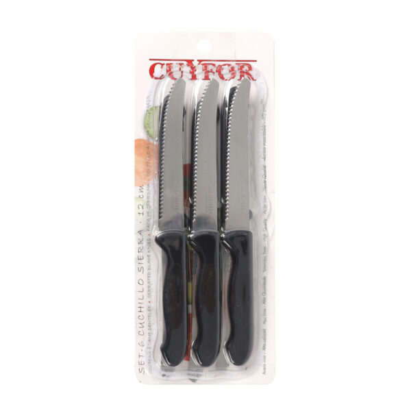 Steakmesser-Set Cuyfor Schwarz Silberfarben 12 cm 6 Stücke (24 Stück) – Bild 2