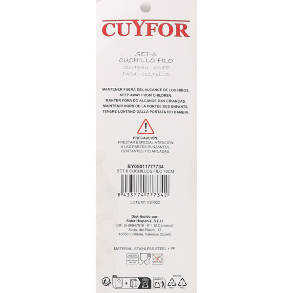 Messerset Cuyfor Filo Schwarz Silberfarben 6 Stücke (24 Stück) – Bild 2