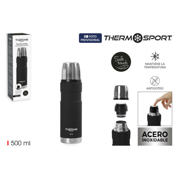 Thermosflasche ThermoSport Schwarz 500 ml (6 Stück) – Bild 3