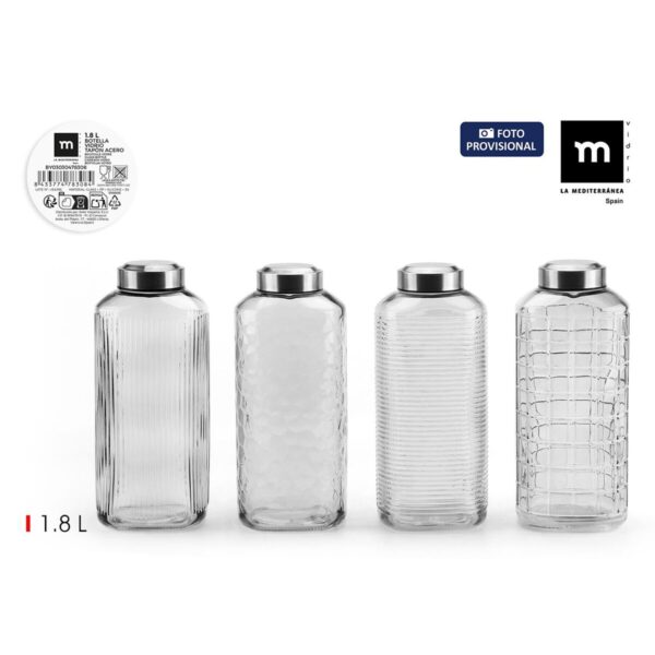 Glas-Flasche La Mediterránea Glas Stahl 1,8 L (8 Stück) – Bild 2