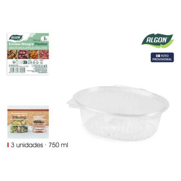 Mehrweg-Lebensmittelschalen Algon OPS 750 ml 18,7 x 15,3 x 5 cm (3 Stücke) (24 Stück) – Bild 2