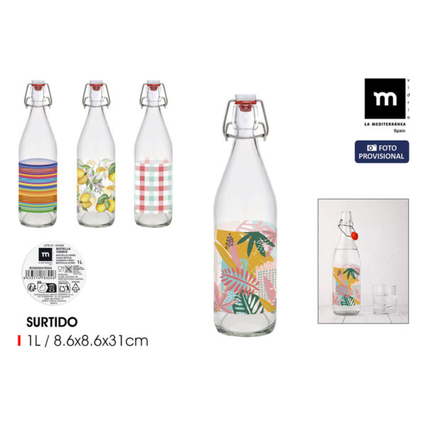 Glas-Flasche La Mediterránea Glas 1 L (12 Stück) – Bild 2