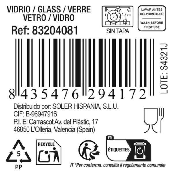 Krug mit Deckel und Dosiereinrichtung La Mediterránea Chrystie Glas (12 Stück) – Bild 5