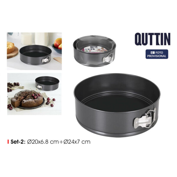 Kuchenspringform Quttin Schwarz 20 x 6,8+24 x 7 cm 2 Stücke (6 Stück) – Bild 3
