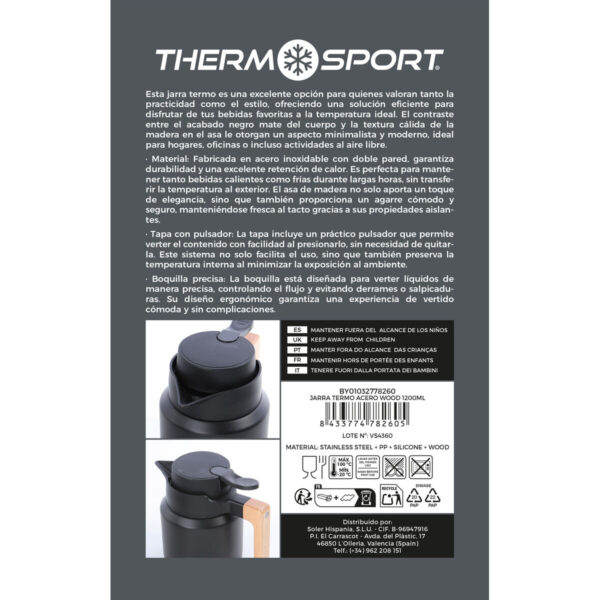 Thermoskanne ThermoSport Schwarz 1,2 L (4 Stück) – Bild 7