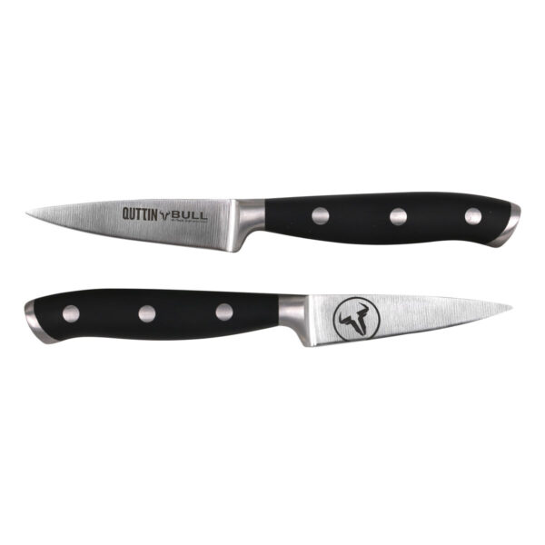 Schälmesser Quttin Bull Schwarz Silberfarben Edelstahl 9 cm (4 Stück) – Bild 3