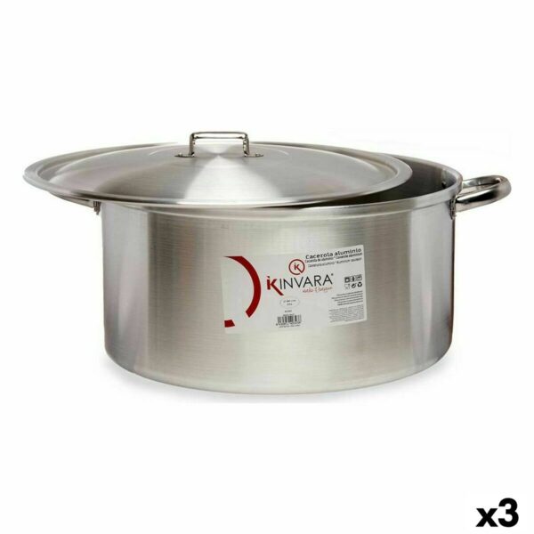 Topf mit Deckel Kinvara 100015 Silberfarben 53 x 24 x 43 cm (3 Stück)