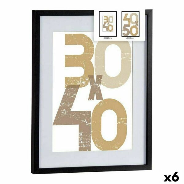Bilderrahmen für die Wand Schwarz Kunststoff Holz MDF 42,5 x 2,5 x 52,5 cm (6 Stück)