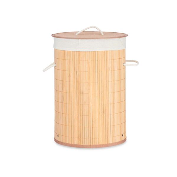 Korb für schmutzige Wäsche natürlich Metall Bambus Holz MDF 48 L 37 x 50 x 37 cm (4 Stück) – Bild 2