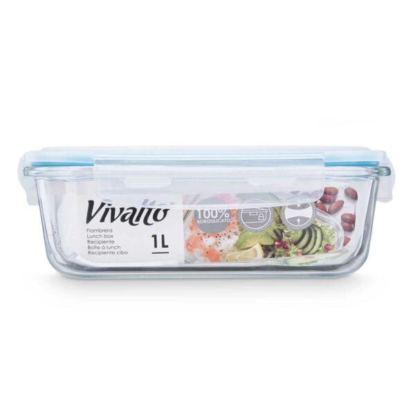 Lunchbox Vivalto 90549 Durchsichtig Silikon Borosilikatglas 1 L 22 x 7 x 16,5 cm (12 Stück) – Bild 3