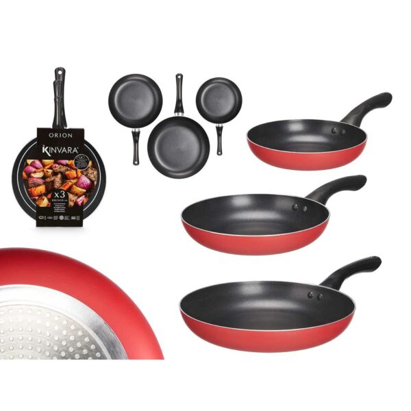 Pfannen-Set Kinvara 2 Schwarz Rot Aluminium Bakelit 20 x 4 cm 28 x 5 cm 24 x 4,5 cm (6 Stück) – Bild 2