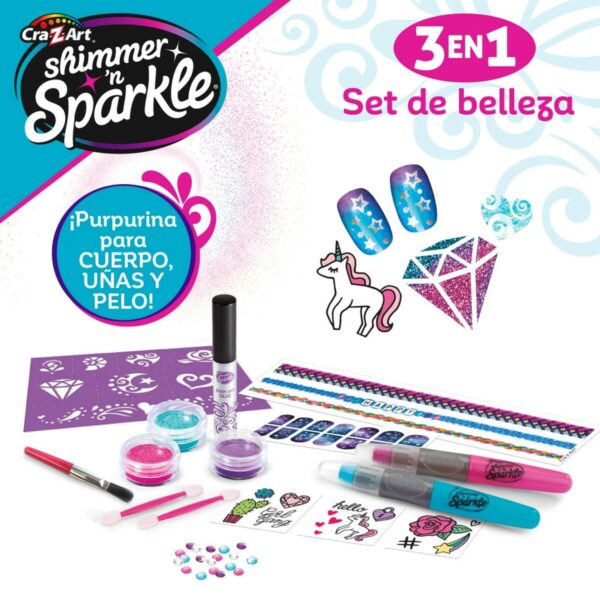 Schönheitsset Cra-Z-Art 2 x 13 x 2 cm Für Kinder Nägel Haar Körper Glitzernd 4 Stück – Bild 3
