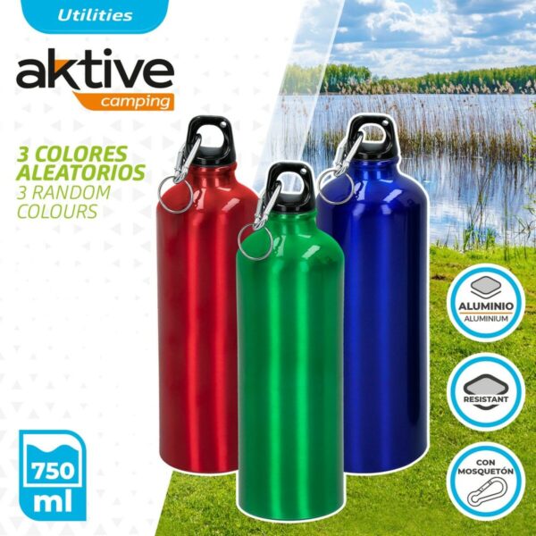 Wasserflasche Aktive 750 ml Karabinerhaken Aluminium 7 x 25 x 7 cm (24 Stück) – Bild 3